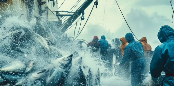 Fiskere i arbeid på havet